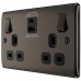 BG Electrical Nexus Metal Double 13A Switched Socket with Type A and C Charger 30W Black Nickel